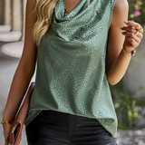 DOTTED COWL NECK TOP