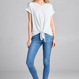 Tie Front Short Sleeve Blouse