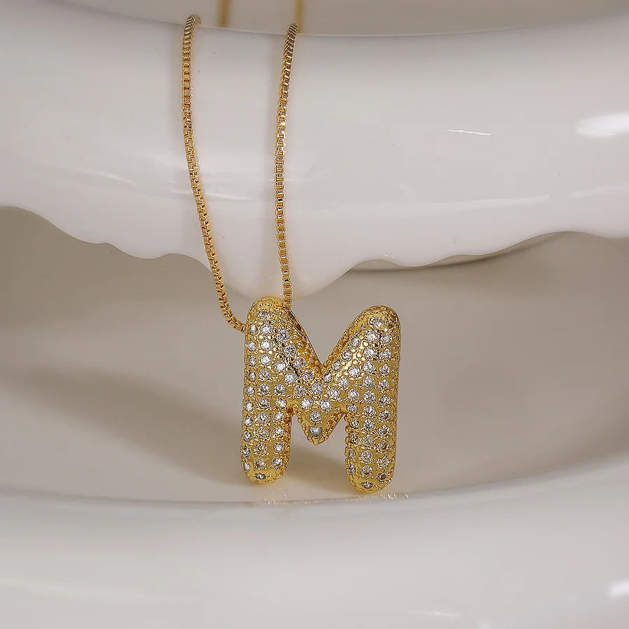 Bubble Letter Initial 18k Gold Plated