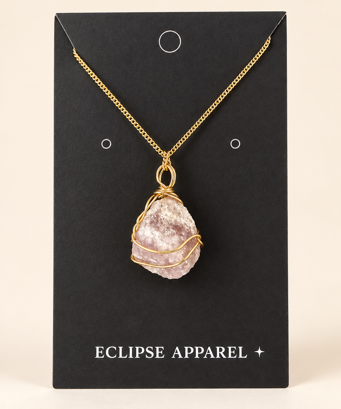 Raw Stone Wire-Wrapped Necklace - 18k Gold Plated