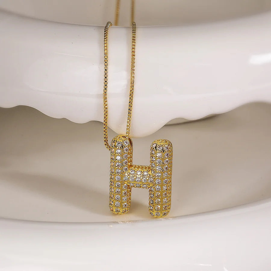 Bubble Letter Initial 18k Gold Plated