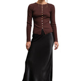 Satin Bias Midi Skirt