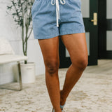 Boardwalk Talks Drawstring Shorts in Dark Blue