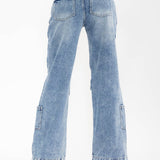 Drawstring Cargo Wide Leg Denim