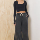 Charcoal Tencel Wide Leg Pant