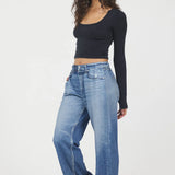Denim Fleece Wide Leg Pant