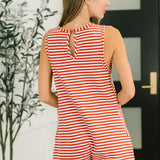 Caught You Staring Ribbed Knit Romper in Rust