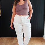 Charlene High Rise Jogger in Ecru