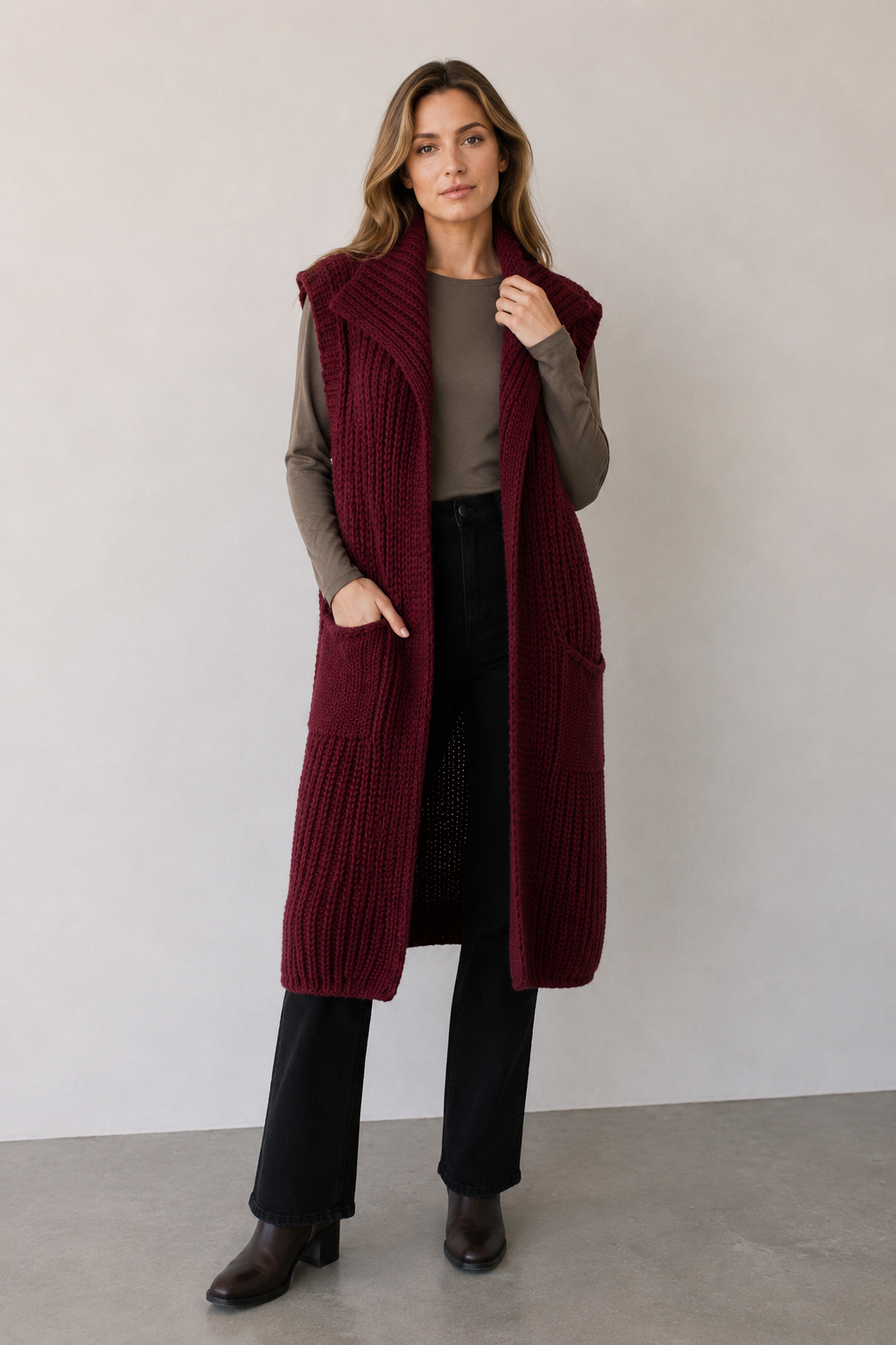 The Ember Cable Knit Duster Vest