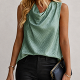 The Dusk Dotted Cowl Neck Blouse