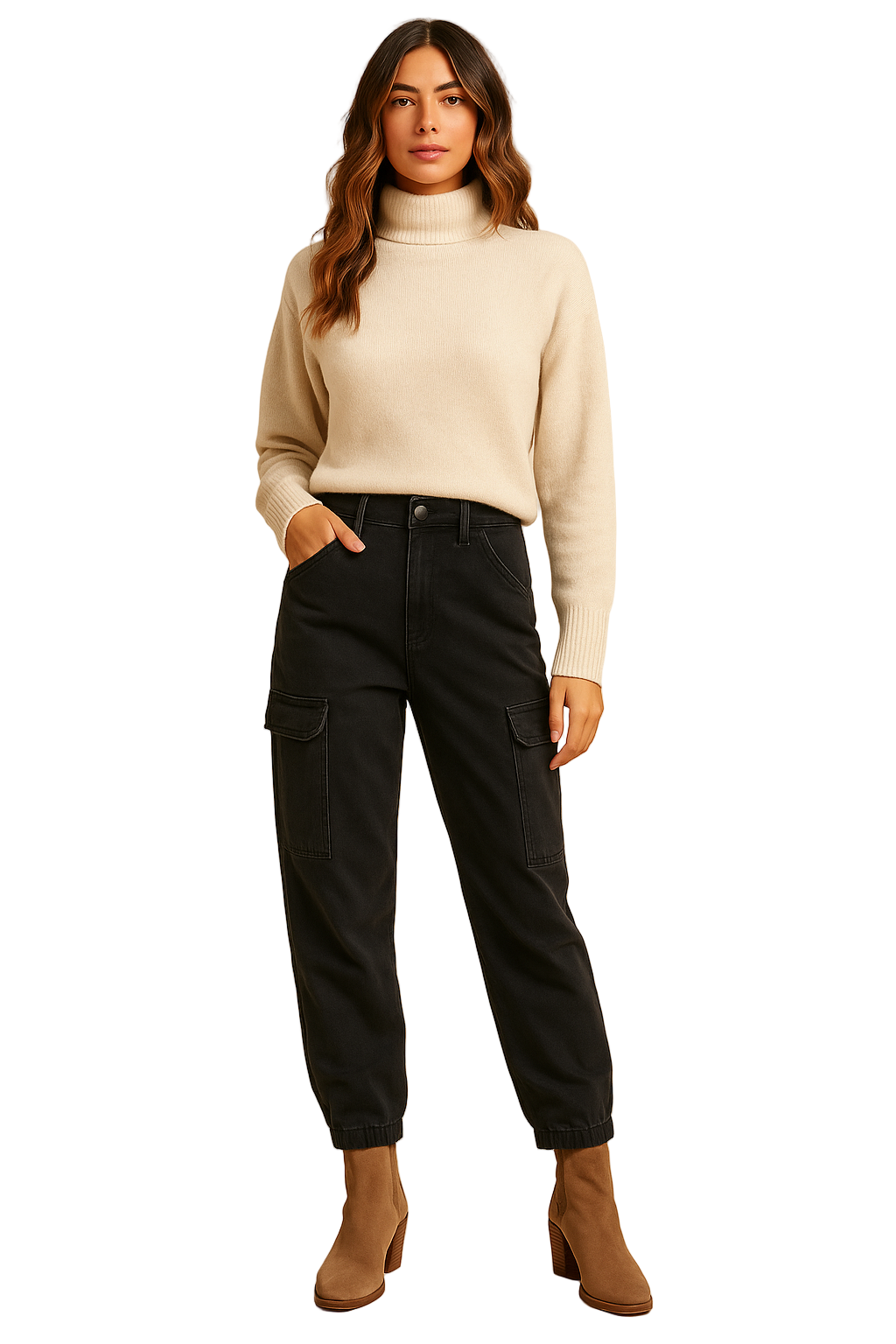 Black Denim Cargo Jogger