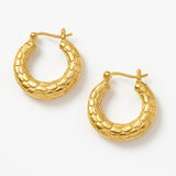 Snakeskin Embossed 18k Gold Plated Hoop