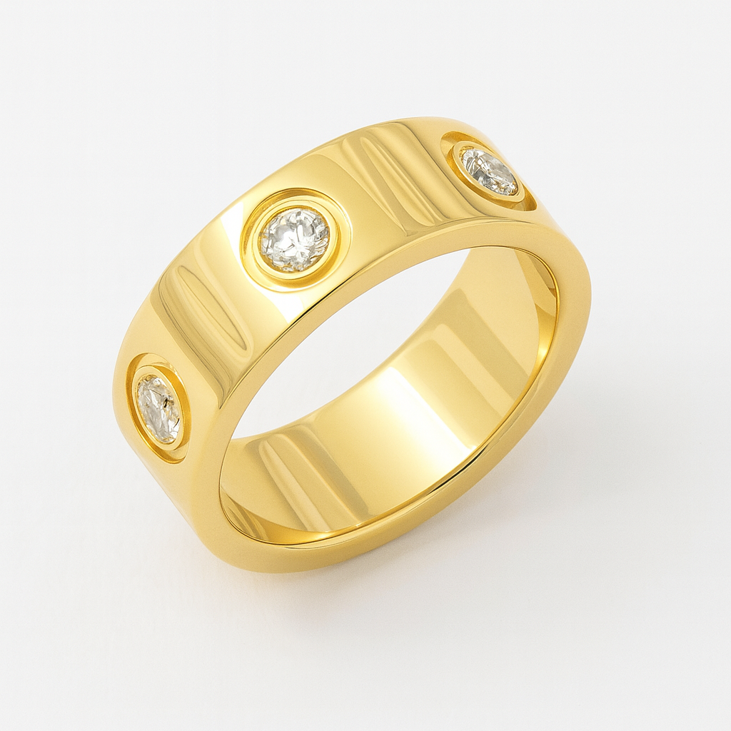 Gold Love Ring 18K Gold Plated