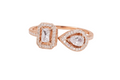 Double Stone Adjustable Ring - 18K Plated