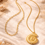 Seashell Pendant Layered Necklace - Gold