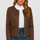 Women’s Brown Faux Suede Zip-Up Jacket
