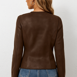 Women’s Brown Faux Suede Zip-Up Jacket
