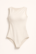 Sleeveless Shirred Round Neck Bodysuit