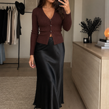 Rollin in Deep Satin Midi Skirt
