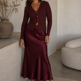 Rollin in Deep Satin Midi Skirt