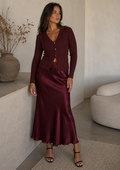Rollin in Deep Satin Midi Skirt