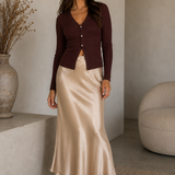 Rollin in Deep Satin Midi Skirt