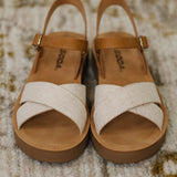 Chester Platform Nubuck Wedge Sandals in Cream