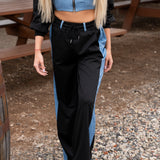 Tencel Patchwork Wide Leg Pant Set