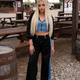 Tencel Patchwork Wide Leg Pant Set