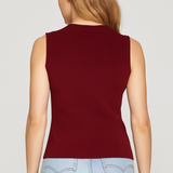 Sleeveless V-Neck Button Front Blazer Top