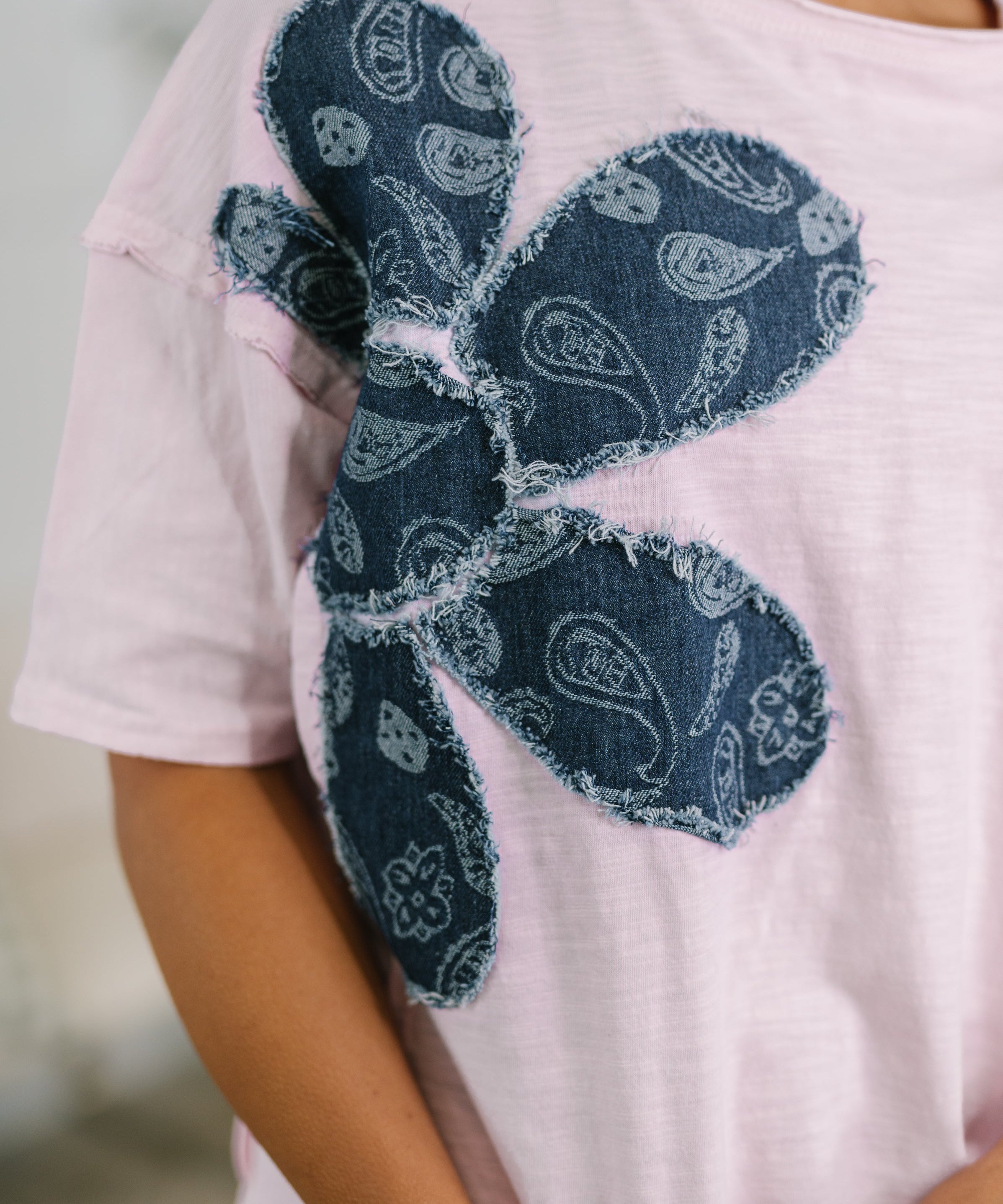 Exactly My Type Paisley Floral Applique Top