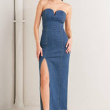 RAW ECHO DENIM MIDI DRESS