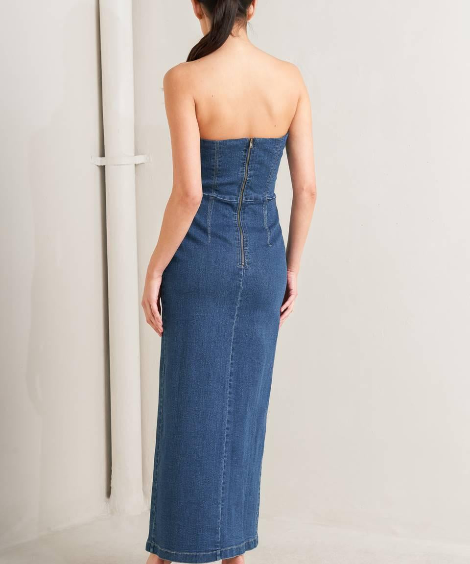RAW ECHO DENIM MIDI DRESS