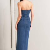 RAW ECHO DENIM MIDI DRESS