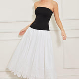 SOFT SPOKEN BEAUTY KNIT WOVEN MIDI DRESS