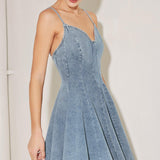 SUMMER HEARTBEAT DENIM MINI DRESS