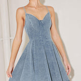 SUMMER HEARTBEAT DENIM MINI DRESS