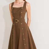 SWEET SIENNA WOVEN MIDI DRESS