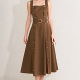 SWEET SIENNA WOVEN MIDI DRESS