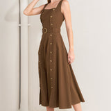 SWEET SIENNA WOVEN MIDI DRESS