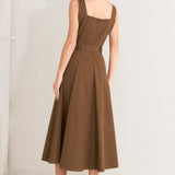 SWEET SIENNA WOVEN MIDI DRESS