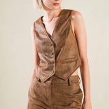 She's From Texas Faux Leather Vest