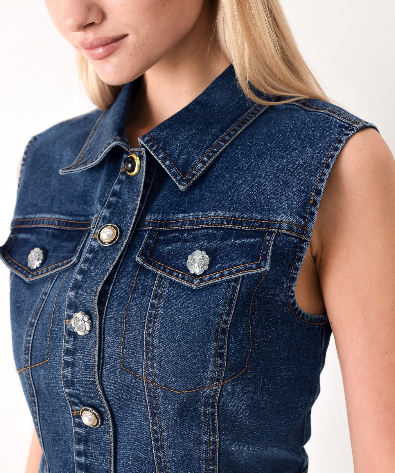 SWEET TALKER DENIM CROP VEST