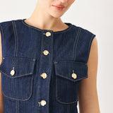 ICONIC INDIGO DENIM CROP VEST
