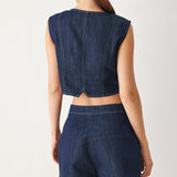 ICONIC INDIGO DENIM CROP VEST
