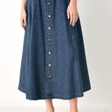 SWEET TALKER DENIM CIRCLE MIDI SKIRT
