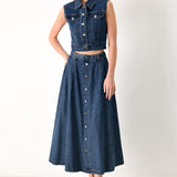 SWEET TALKER DENIM CIRCLE MIDI SKIRT