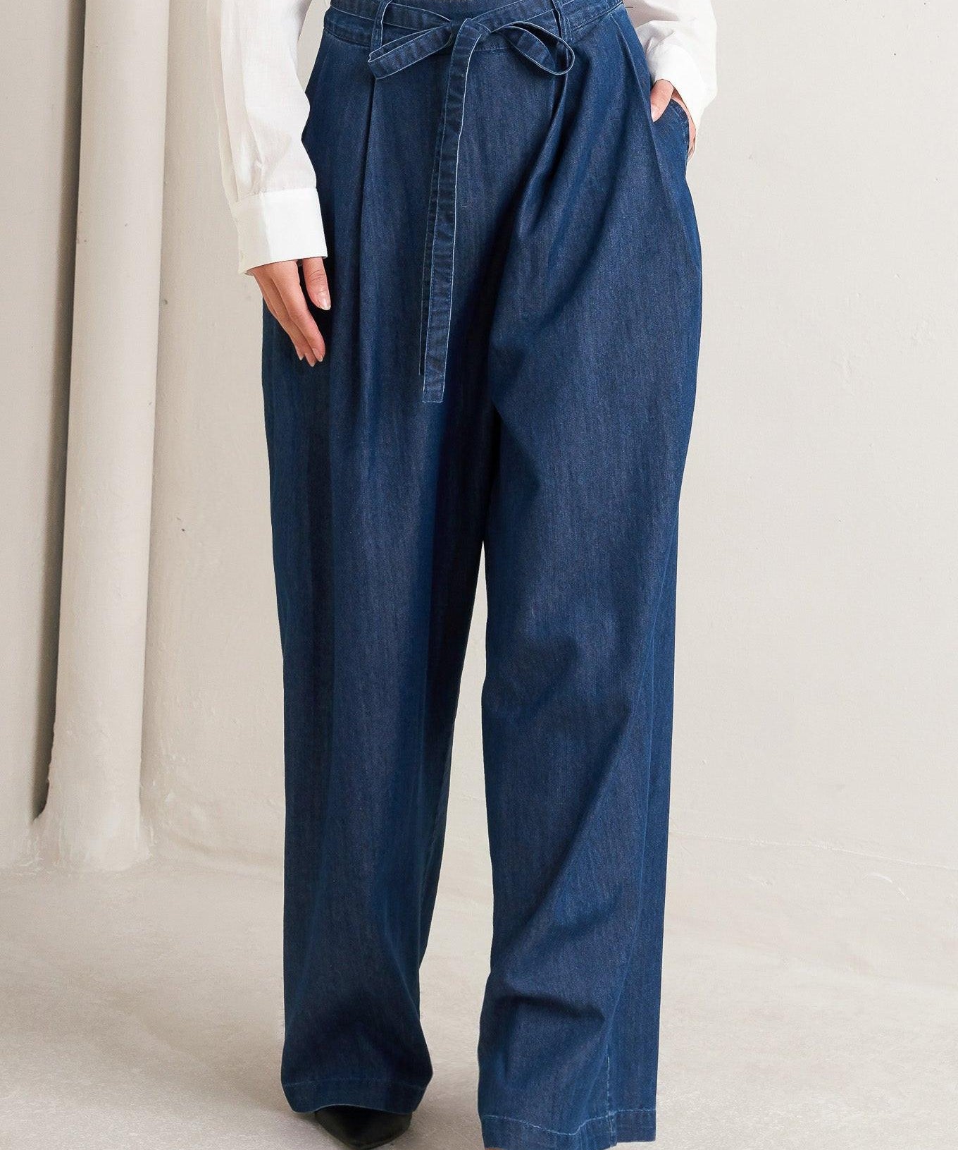 RELAXED TAILORED DENIM LOOSE FITTING PANTS