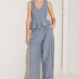 MARINA PINSTRIPE WOVEN SEERSUCKER PANTS