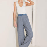 MARINA PINSTRIPE WOVEN SEERSUCKER PANTS